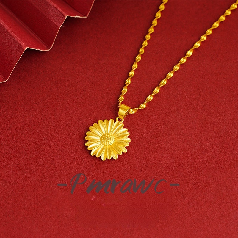 Pmrwc | Au999 สร้อยคอจี้ดอกทานตะวันสําหรับผู้หญิง FS194