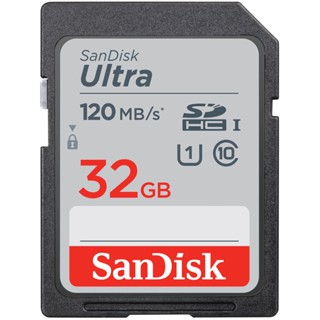 SanDisk Ultra SD Card SDHC UHS-I Memory Card 32GB Speed 120MB/s C10 U1 Full HD (SDSDUN4-032G-GN6IN) เมมโมรี่ ประกัน10ปี