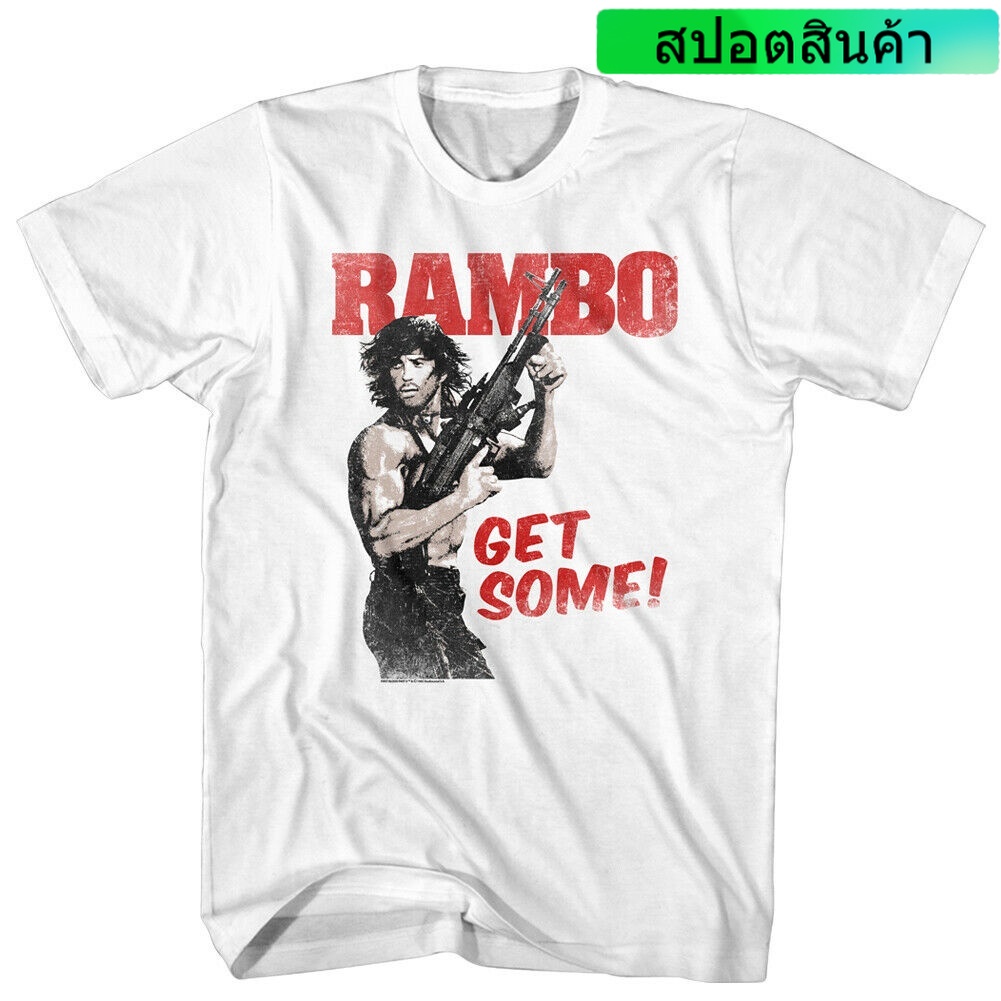 เสื้อยืด พิมพ์ลายทหาร Rambo Get Some Sylvester Stallone Big Gun สําหรับผู้ชาย