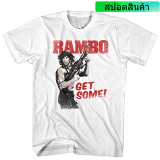 เสื้อยืด พิมพ์ลายทหาร Rambo Get Some Sylvester Stallone Big Gun สําหรับผู้ชาย