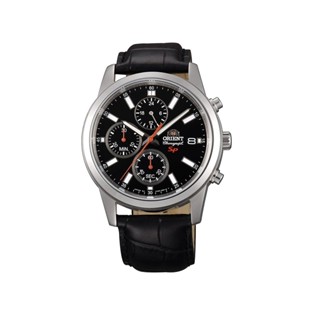 ORIENT Quartz Sports Chronograph รุ่น KU00004B (หน้าดำ สายหนังสีดำ)