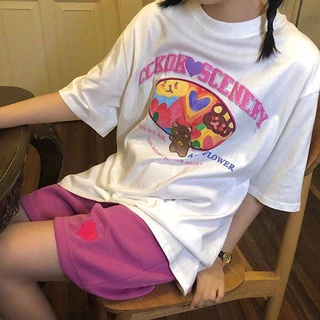 SALABO(พร้อมส่ง)⭐️50ลาย⭐️รวม เสื้อแขนสั้น Oversize เสื้อคอกลมแขนสั้น พื้นขาวสกรีนลายน่ารักๆ เท่ๆ🍪 #C009