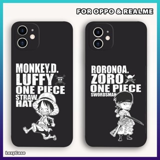 เคสโทรศัพท์มือถือ ลายการ์ตูนลูฟี่ วันพีช สีดํา สําหรับ REALME C11 C12 C15 C17 C20 C21Y C25Y C30 C31 C33 C35 REALME 5i REALME 10 REALME 8 REALME 9 NARZO 50A - เคส REALME ล่าสุด 2023