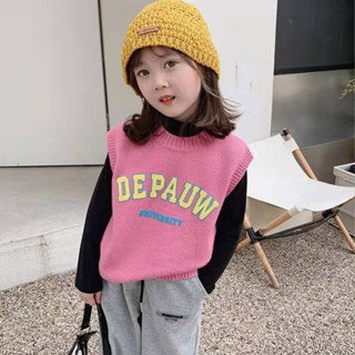 [Babycat] พร้อมส่ง ขายดี ใหม่ เสื้อกั๊กถัก คอกลม สไตล์เกาหลี ญี่ปุ่น แฟชั่นฤดูใบไม้ผลิ สําหรับเด็กผู้หญิง