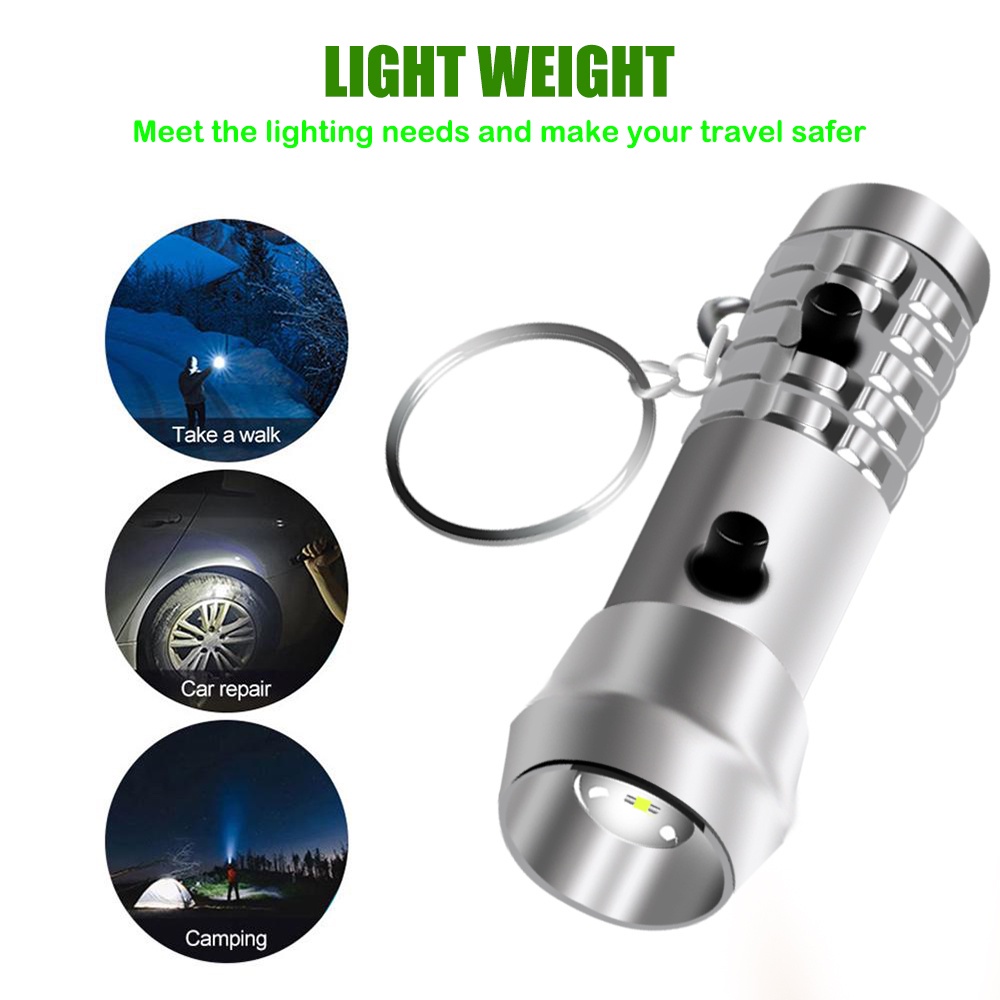 พวงกุญแจไฟฉายฉุกเฉิน LED UV ขนาดเล็ก กันน้ํา คุณภาพสูง สําหรับตั้งแคมป์กลางแจ้ง