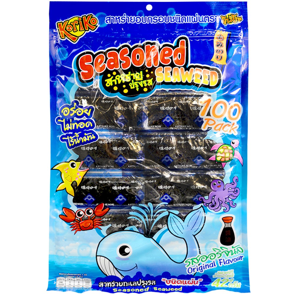 โกริโกะสาหร่ายปรุงรส KORIKO 100 ซองSEASONED SEAWEED 100SACHET