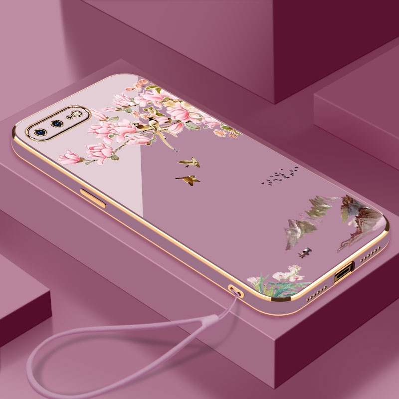 เคสไอโฟน iphone 6 7 8 6s 6 7 8 plus TPU นิ่ม ขอบตรง ชุบไฟฟ้า บางพิเศษ กันกระแทก ลายภูมิทัศน์นก สําหรับ iphone 6 7 8 6s 6 7 8 plus