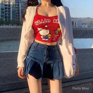 💞พร้อมส่ง🤩 เสื้อกั๊ก KT น่ารักฤดูร้อนใหม่สาวฮอตเสื้อสายเดี่ยวสั้น SC2727