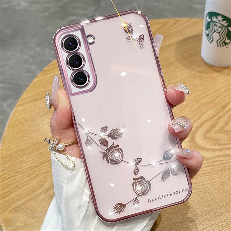 เคสโทรศัพท์มือถือนิ่ม ป้องกันกล้อง ประดับเพชรคริสตัล แวววาว หรูหรา สําหรับ Samsung A14 A54 A34 A53 A13 A23 A33 A52S A73 A52 5G