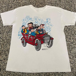 เสื้อยืดแขนสั้น ผ้าฝ้าย พิมพ์ลายการ์ตูน Betty boop Miss Betty X Popeye สําหรับผู้ชาย และผู้หญิง