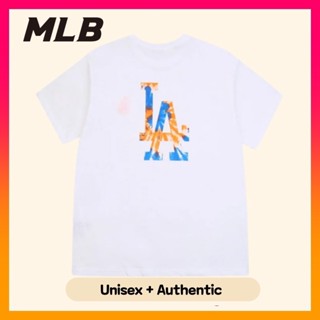 เสื้อยืดแขนสั้น คอกลม ผ้าฝ้าย พิมพ์ลาย MLB สําหรับผู้ชาย