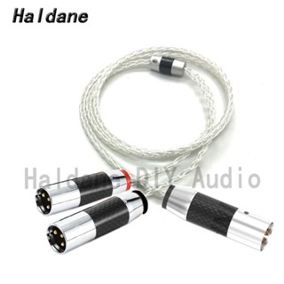 Haldane HIFI 7n-OCC อะแดปเตอร์สายเคเบิ้ลเสียง คาร์บอนไฟเบอร์ ชุบเงิน 4pin XLR Male to Dual 2x 3pin XLR Balanced Male XLR to XLR