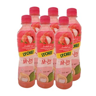 Lychee10-25%+ 6ขวดน้ำผักและน้ำผลไม้Mjoy 380มล.แพ็ค น้ำลิ้นจี่10%เอ็มจอยเอ็มจอยผสมวุ้นมะพร้าว +Lychee10-25%Coconut380ml