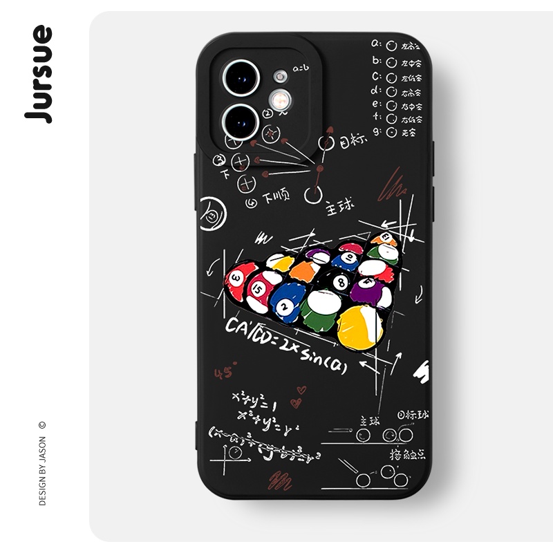 JURSUE เคสไอโฟน เคสซิลิโคนนุ่มกันกระแทกการ์ตูนน่ารักตลก เคสโทรศัพท์ สีดำ Compatible for iPhone 16 15 14 13 12 11 Pro Max SE 2020 X XR XS 8 7 Plus พลัส XYH1221
