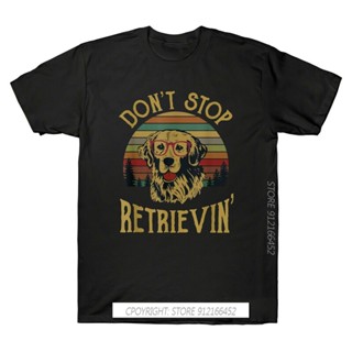 Golden Retriever Lover Shirt Dont Stop Retrievin Vintage Mens T-Shirts Black Comfort Hip Hop Top Aesthetic Summer_04