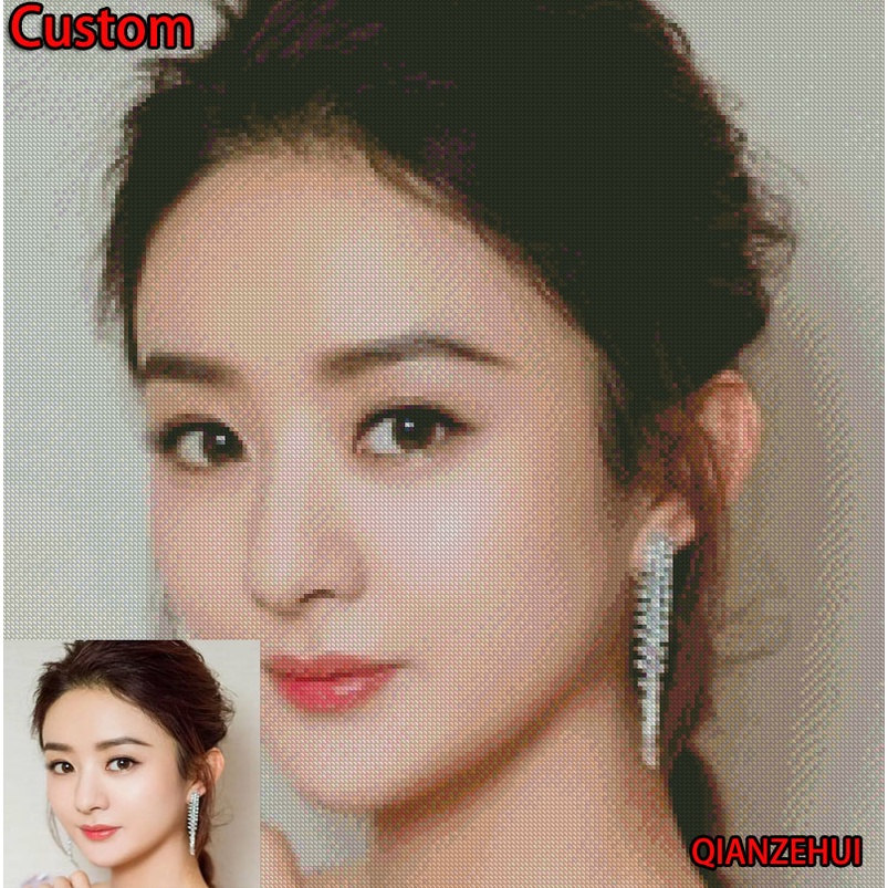 DIY ROUND full Photo cussion ภาพวาดเพชร ภาพวาดตกแต่งผนังแบบกําหนดเอง