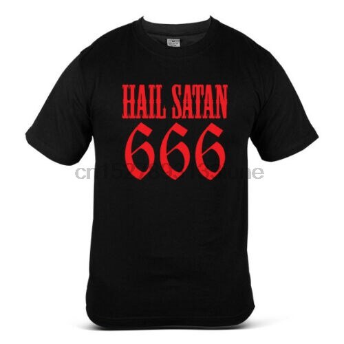 เสื้อยืดเท่ ลูกเห็บซาตาน 666 Omgekeerde ครอส บาโฟเม็ต รูปดาวห้าแฉก Satanisch อาการ เฮเรน ที เสื้อยืด