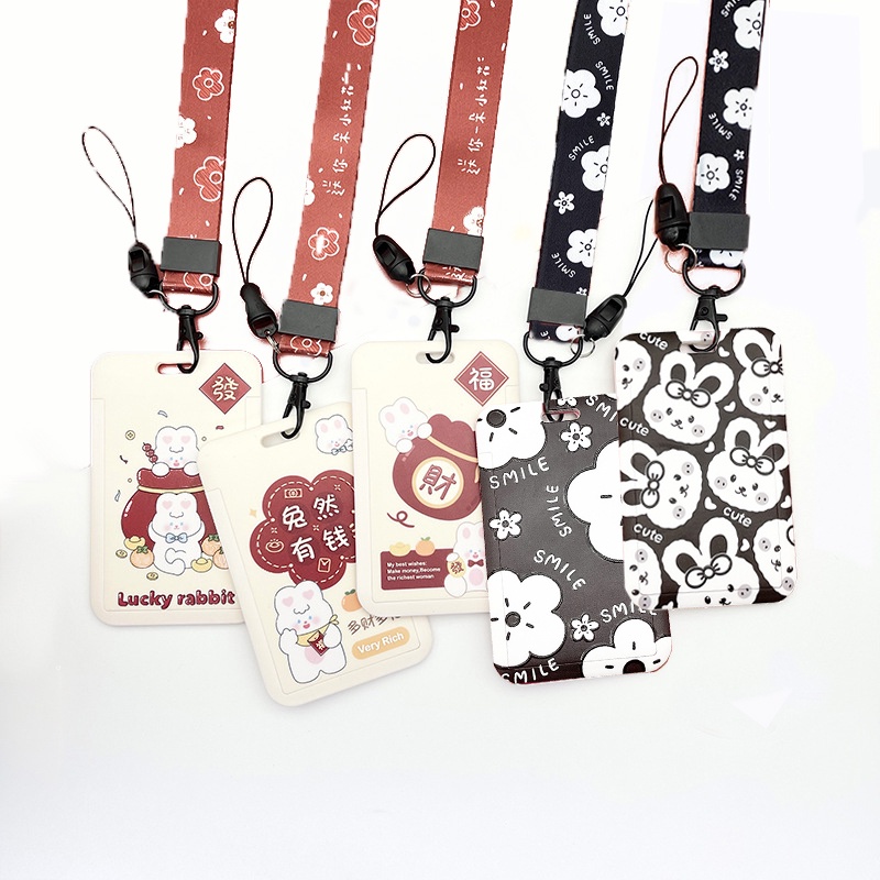พร้อมส่ง กระเป๋าใส่บัตรประจําตัวนักเรียน บัตรประจําตัวประชาชน ลายนูน รูปห่าน พร้อมสายคล้องคอยาว สําหรับรถบัส บัตรเครดิต