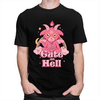 เสื้อยืด พิมพ์ลายการ์ตูนกราฟฟิค Kawaii Occult Devil Satan Goat Lucifer สไตล์ฮาราจูกุ สตรีท สําหรับผู้ชาย_04