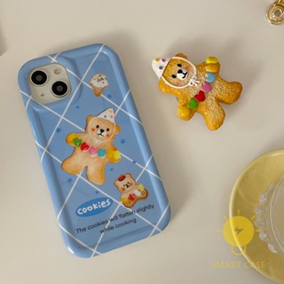 For เคสไอโฟน 14 Pro Max [Cookie Bear Cream Edge] เคส Phone Case For iPhone 14 Pro Max Plus 13 12 Mini 11 X XS Max XR SE 8 7 For เคสไอโฟน11 Ins Korean Style Retro Classic Couple Shockproof Protective TPU Cover Shell