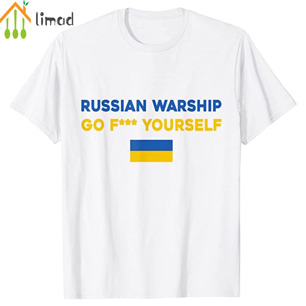 Russian Warship Ukraine Flag Print T-Shirt Casual Round Neck Short Sleeves Shirt Crew Neck Summer To