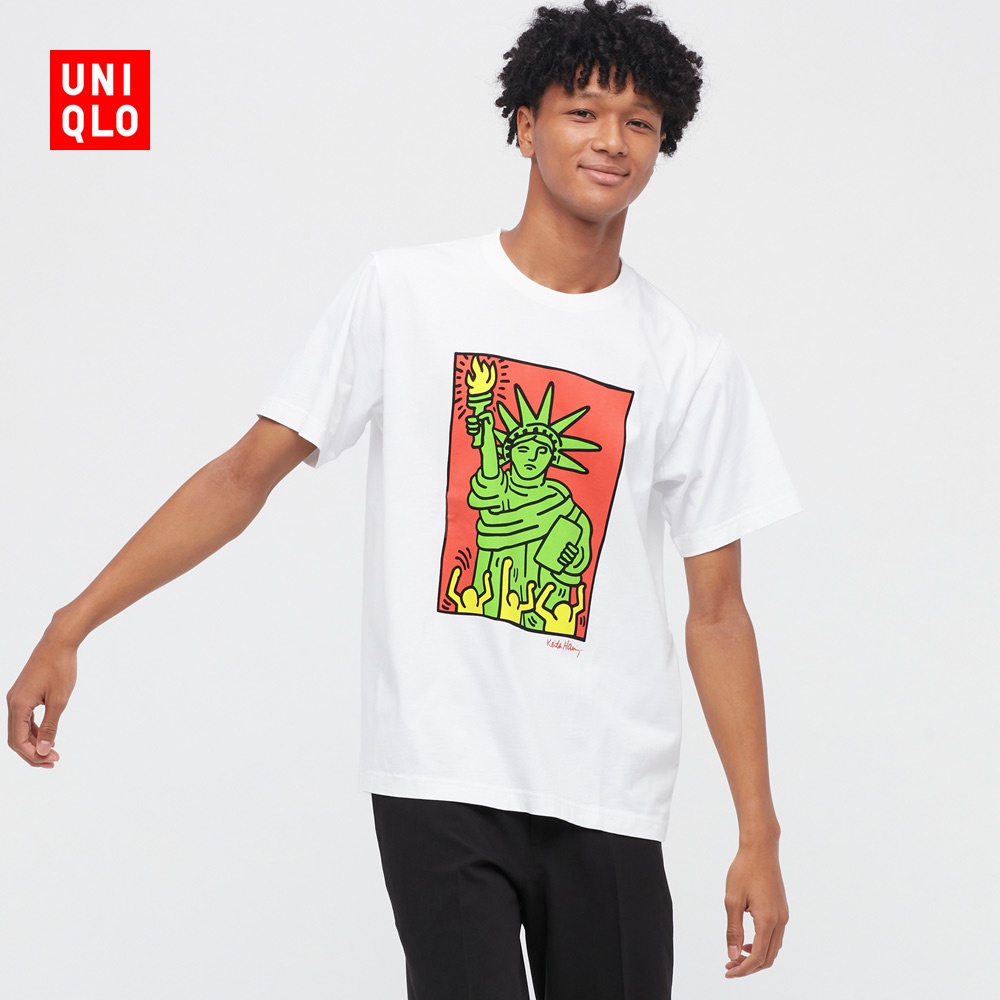 Uniqlo เสื้อยืดแขนสั้น พิมพ์ลาย Keith Haring สําหรับทุกเพศ 445595