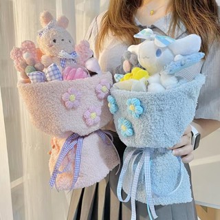 ตุ๊กตา Cinnamoroll สำเร็จรูป Cinnamoroll Plushie ตุ๊กตาดอกไม้น่ารักตุ๊กตา Sanrio Cinnamoroll ช่อดอกไม้ของขวัญวันเกิดสำหรับสาวเด็กผู้หญิง