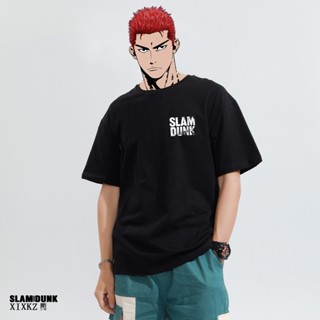 cotton100% ผ้าฝ้ายแท้ พิมพ์ลายการ์ตูน Slam Dunk Sakuragi Flower Road สําหรับผู้ชาย และผู้หญิง S-5XL