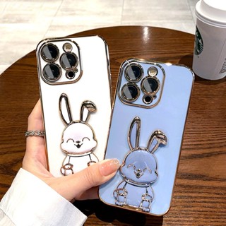 เคสโทรศัพท์มือถือซิลิโคน ชุบไฟฟ้า กันกระแทก ลายกระต่าย สําหรับ OPPO A96 A95 A94 A76 A74 A57 A55 A54 A36 A83