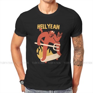 เสื้อยืดสีขาวผู้หญิง HELL Yes Devil-camisetas de moda para hombre, Camiseta de algodón puro con diseño Meme, cuello_03