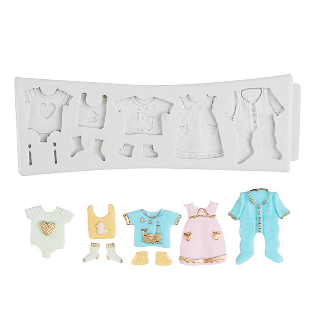 แม่พิมพ์ซิลิโคนเรซิ่น รูปเสื้อผ้าเด็ก 3D สําหรับตกแต่งเค้กช็อคโกแลต เบเกอรี่ DIY - รูปที่ 2