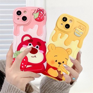 พร้อมส่ง เคสโทรศัพท์มือถือ Tpu นิ่ม ปิดด้านหลัง ลายการ์ตูนหมี สตรอเบอร์รี่น่ารัก สําหรับ iPhone 11 14 13 12 Pro Max XR 14 6 6s 8 7 Plus X XS Max SE 2020