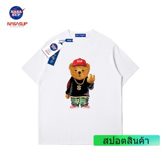 เสื้อยืดแขนสั้นพิมพ์ลายการ์ตูนหมีสีขาวแฟชั่นฤดูร้อนสําหรับคู่รัก