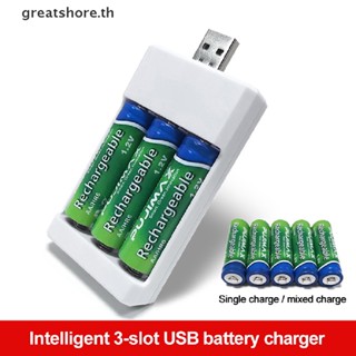 Greatshore อะแดปเตอร์ชาร์จ USB AAA AA 3 ช่อง ชาร์จไว TH