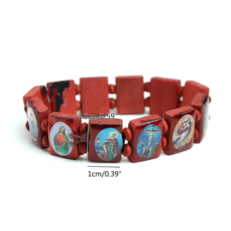 San* สร้อยข้อมือแฟชั่น ยืดได้ ลายไม้กางเขนพระเยซู พระเยซู พระเยซู พระเยซู พระแม่แมรี่ ศาสนา 3 สี สําหรับทุกเพศ