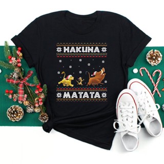 Hakuna Matata T Shirt Funny The Lion King with Snowflake Women Tshirt 90s Kawaii Christmas T Shirts Fashion New Yea_05