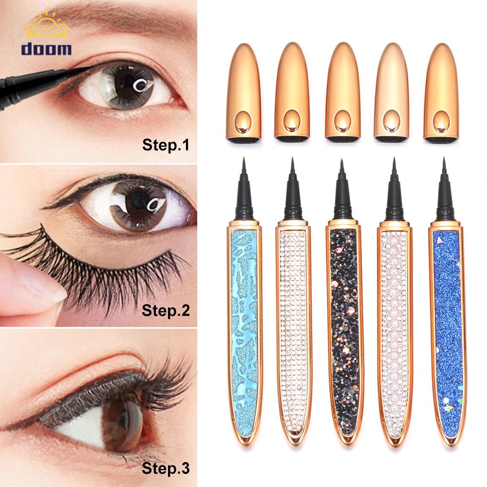 เมจิกกาวในตัว ปากกาอายไลเนอร์ กาวฟรีขนตาปลอมแม่เหล็กกันน้ำเพชร Bling Eye Liner แต่งหน้า【 Doom】