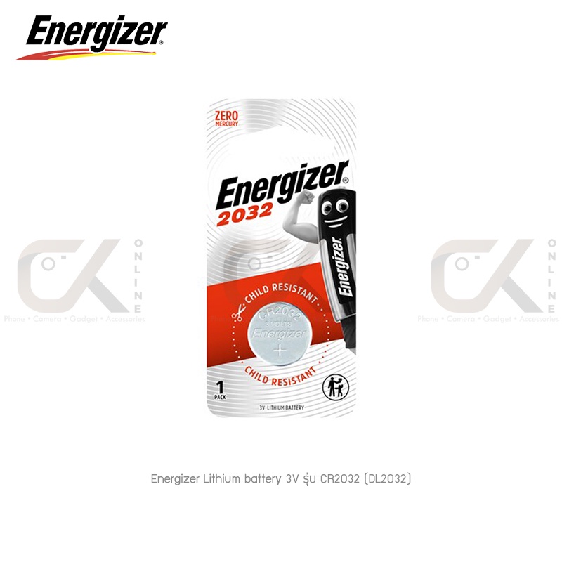 ถ่านกระดุม Energizer Lithium battery 3V รุ่น CR2032 (DL2032) แท้ศูนย์