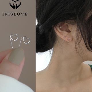 Irislove ต่างหูสตั๊ด เงิน S925 จี้รูปหัวใจ แบบกลวง เรียบง่าย เครื่องประดับ สําหรับผู้หญิง