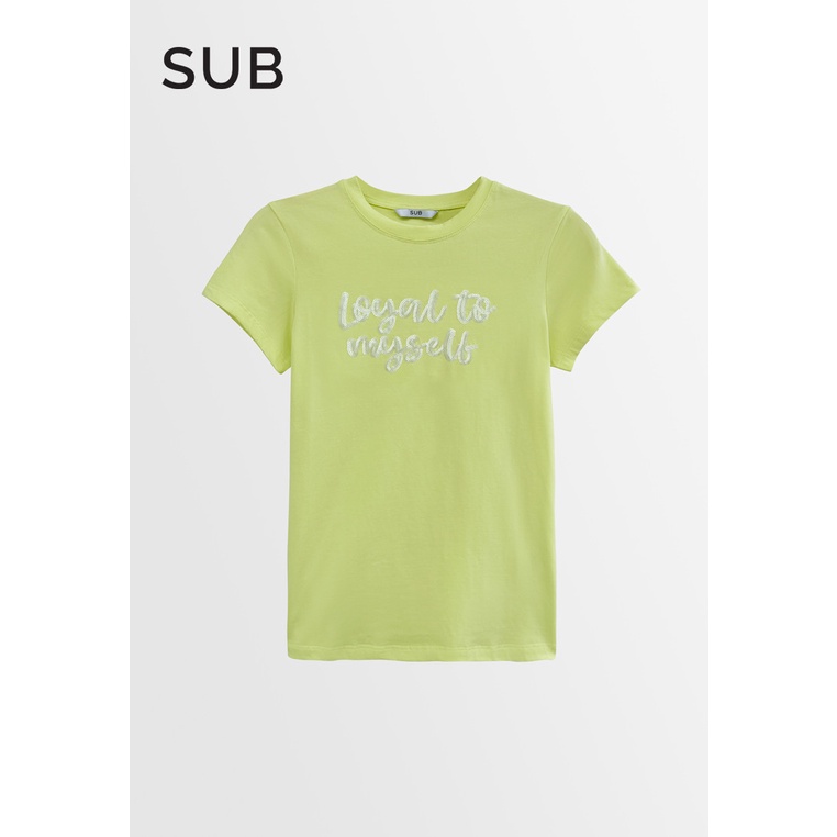 เสื้อยืดกราฟิกแขนสั้นผู้หญิง SUB - สีเหลือง - S3W586 / เสื้อผู้หญิง Lengan Pendek Perempuan - Kuning