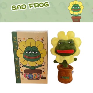 Kawaii Pepe The Frog Sunflower Music Box Sad Frog Recording Plush Toy Kid Birthday Gift