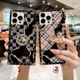 For Samsung Galaxy Note8 Note9 Note10 Note20 S8 S9 S10 Plus S20 FE S21 S22 Ultra A20 A30 A50 A50S A30S Luruxy Grid Square Phone Case With Bracket