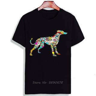 [S-5XL] ใหม่ เสื้อยืดลําลอง ผ้าฝ้าย แขนสั้น พิมพ์ลายสุนัข Greyhound สไตล์มินิมอล แฟชั่นสําหรับผู้ชาย และผู้หญิง