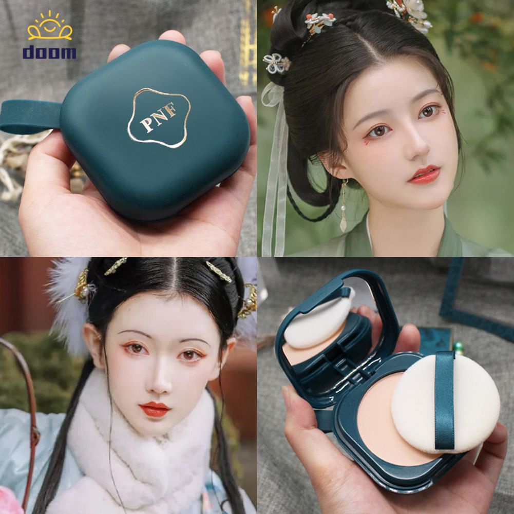 สไตล์วินเทจซ่อมและ Brightening Powder การควบคุมน้ํามันที่ยาวนาน คอนซีลเลอร์ แป้งฝุ่น กันน้ำและ Moisturizing 【Doom】