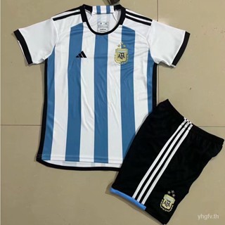 [เสื้อเชิ้ตเด็ก] ใหม่ World Cup season 2223 3 3 stars Argentina เสื้อเชิ้ต คุณภาพสูง ถูกต้อง เวอร์ชั่นท้องถิ่น Messi Di María Azur 8HQP