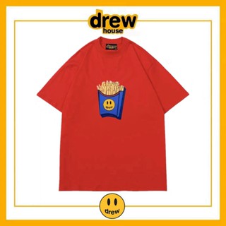 เสื้อยืดแขนสั้นลําลอง ผ้าฝ้าย ทรงหลวม พิมพ์ลาย Drews smiley American fries สําหรับผู้ชาย และผู้หญิง_03