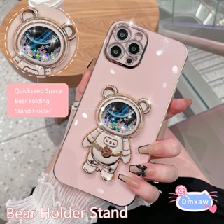 เคสโทรศัพท์มือถือนิ่ม ลายหมีกากเพชร พร้อมขาตั้ง สําหรับ Realme 5 5i 6i Narzo 20A C25S C25 C15 C12 XT V13 8 5G