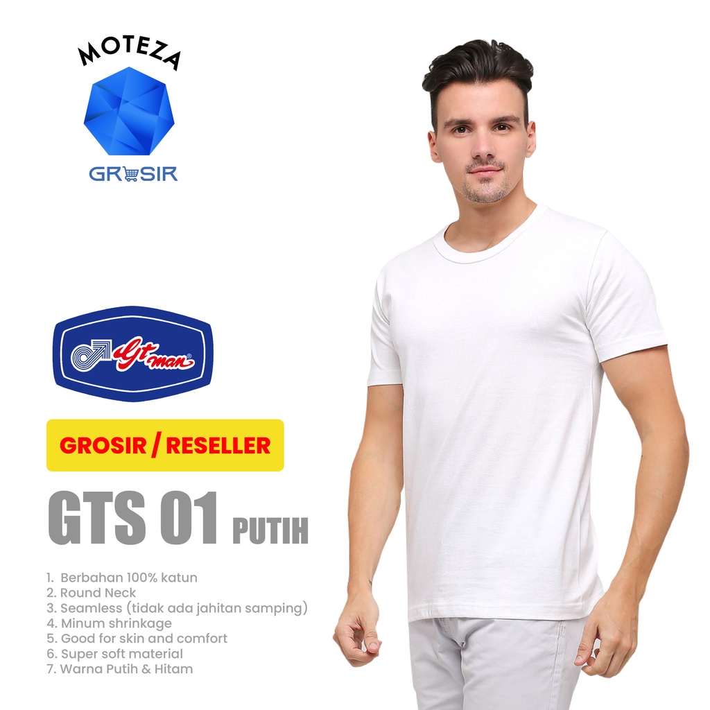 ขายส่ง GT Man GTS01 / GTS 01 - เสื้อกล้ามผู้ชาย - คอกลม / คอ O - สีขาว | นาที 6 ชิ้น