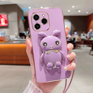 เคสโทรศัพท์ซิลิโคน TPU แบบนิ่ม ลายกระต่ายน่ารัก พร้อมขาตั้ง สําหรับ Samsung S10 S10 Plus Note20 Note20 Ultra Note10 Note10 Pro