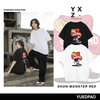 Yuedpao X Shon Monster Red ยอดขาย No.1 รับประกันไม่ย้วย 2 ปี เสื้อยืดเปล่า เสื้อยืด Oversized แขนสั้น Black&amp;White_04